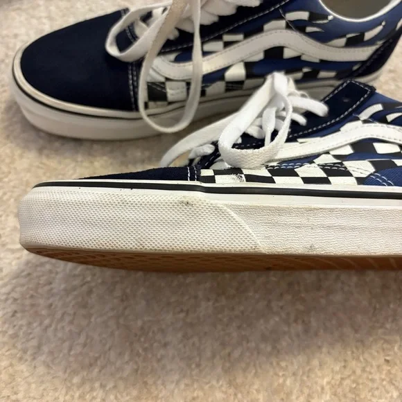 Vans Blue and White Checkered Old Skool Sneakers - Picture 5 of 11